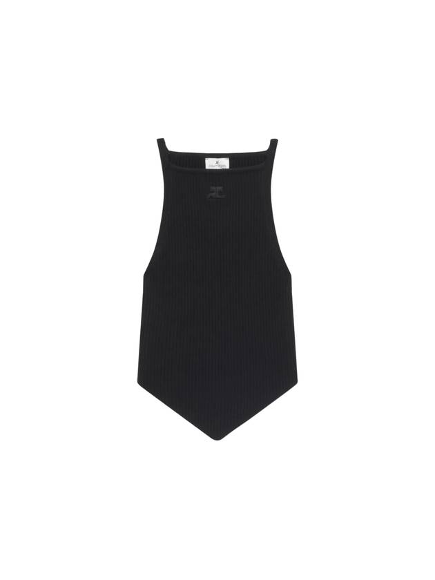 Logo Ribbed Pointy Knit Sleeveless Black - COURREGES - BALAAN 2