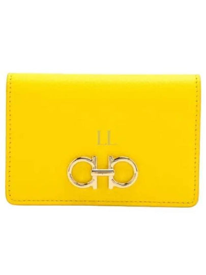 Gancini Leather Card Wallet Yellow - SALVATORE FERRAGAMO - BALAAN 2