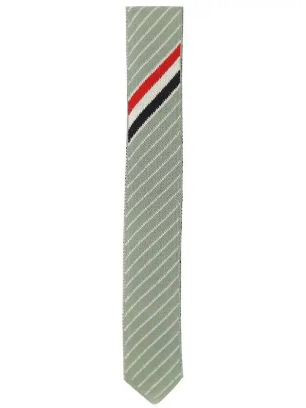 Chalk Stripe Knit Tie Green - THOM BROWNE - BALAAN 2