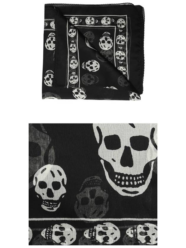 Skull Print Silk Scarf Black - ALEXANDER MCQUEEN - BALAAN 5