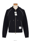 Double Knit Rayon Zip Up Hoodie Navy - THOM BROWNE - BALAAN 3