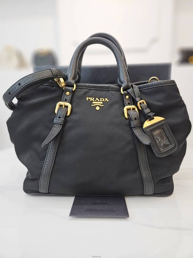 Tesuto Re Nylon Tote and Shoulder Bag Black BN1841 - PRADA - BALAAN 2