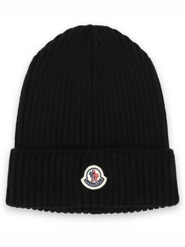 Moncler Kids Logo Patch Beanie 3B00012 M1131 999 - THOM BROWNE - BALAAN 1