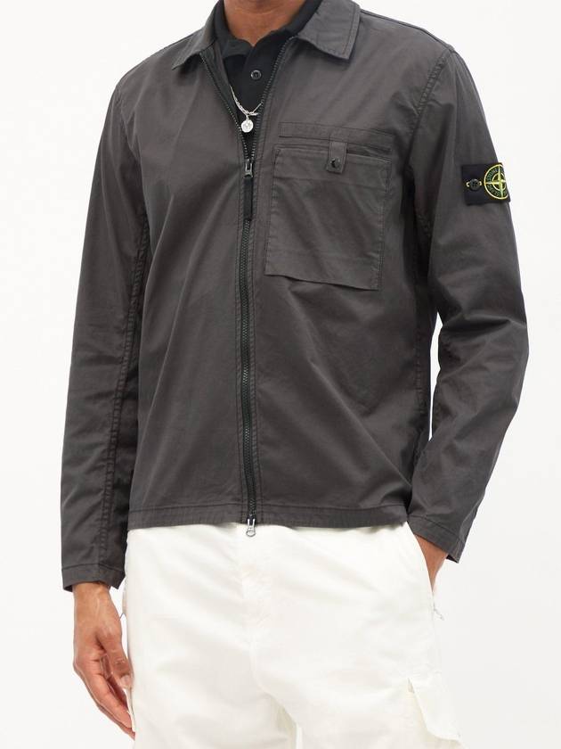 Wappen Patch Supima Twill Stretch Cotton Zip-up Jacket Grey - STONE ISLAND - BALAAN 6