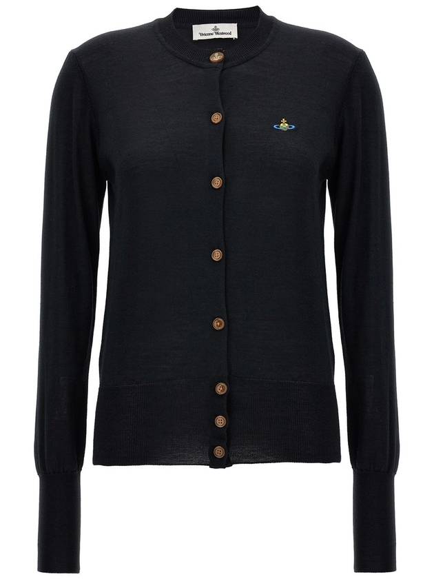 Bea Embroidered Logo Cardigan Black - VIVIENNE WESTWOOD - BALAAN 2