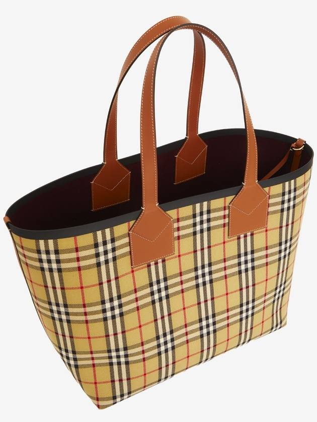 Check Large London Cotton Tote Bag Brown - BURBERRY - BALAAN 3