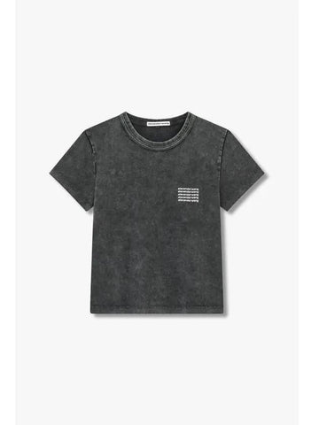 Repeat Logo Washed T Shirt Black - ALEXANDER WANG - BALAAN 1