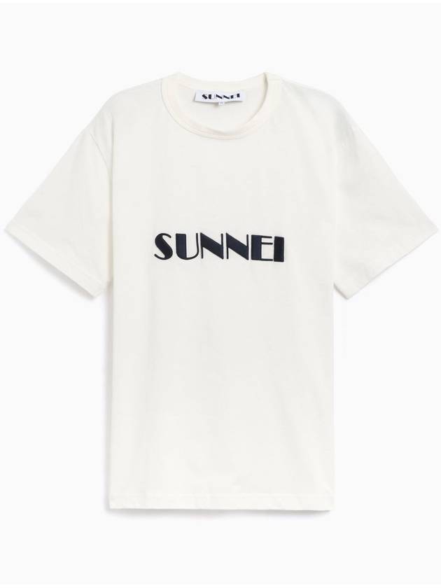 Embroidered Logo Short Sleeve T-Shirt Off White Dark Navy - SUNNEI - BALAAN 2