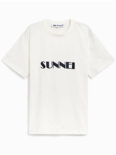 Embroidered Logo Short Sleeve T-Shirt Off White Dark Navy - SUNNEI - BALAAN 2