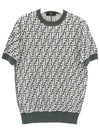 FF Motif Knitted Wool Short Sleeve T-shirt Green White - FENDI - BALAAN 3