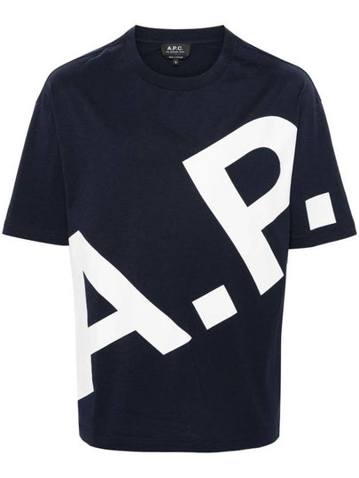 Lisandre Logo Print Short Sleeve Shirt Dark Navy - A.P.C. - BALAAN 2