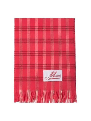 Rose Pink Check Wool Muffler Dry - MARNI - BALAAN 1