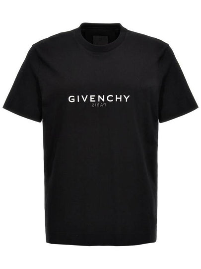 Men's Reverse Logo Round Slim Short Sleeve T-Shirt Black - GIVENCHY - BALAAN 2