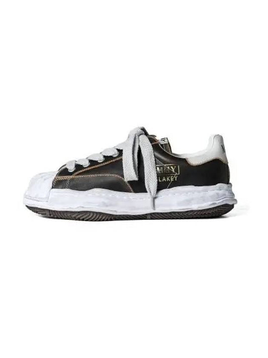 Maison MAISON Blakey OG Sole VE Leather Low Top Sneakers Black - MIHARA YASUHIRO - BALAAN 2