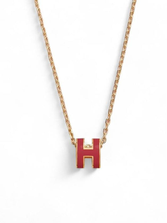 Mini Pop H Pendant Necklace Gold Rouge Grenat - HERMES - BALAAN 2