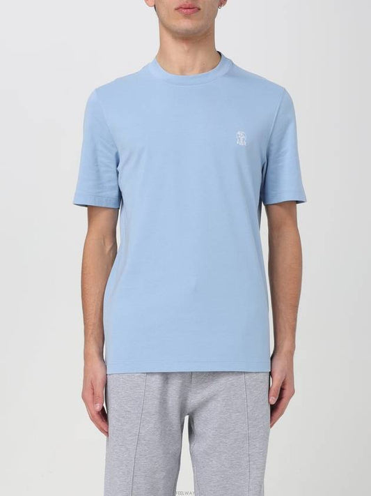 Logo Short Sleeve T-shirt Blue - BRUNELLO CUCINELLI - BALAAN 2