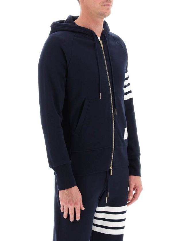 Engineered 4 Bar Diagonal Zip Up Hoodie Navy - THOM BROWNE - BALAAN 3