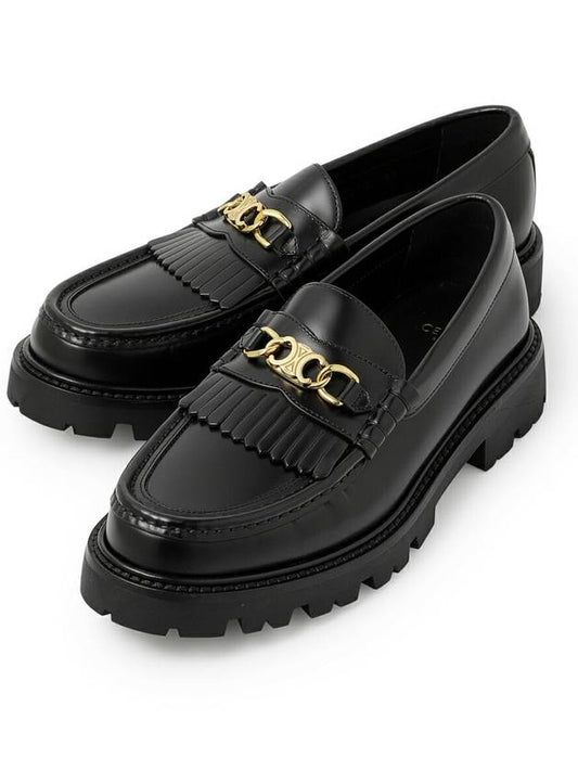 Triomphe Chain Polished Bull Margaret Loafers Black - CELINE - BALAAN 2