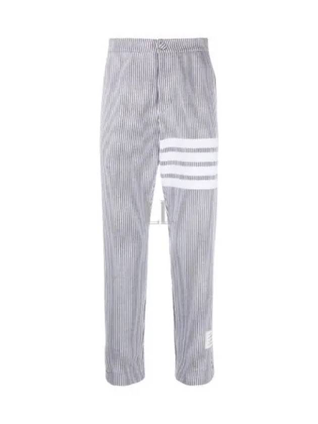 Seersucker Loopback 4 Button Vent Straight Pants Light Grey - THOM BROWNE - BALAAN 2