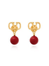 Valentino 4W2J0E36 DHC ZT2 J0E36 Garavani V logo pearl drop earrings - RED VALENTINO - BALAAN 2