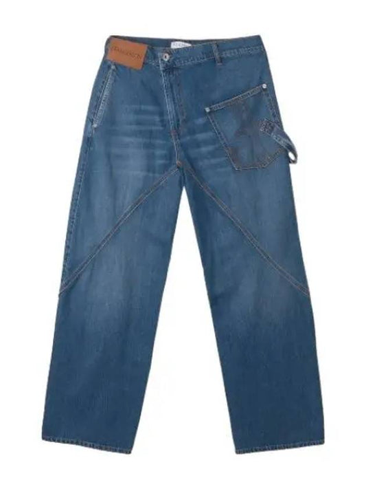 Twisted workwear denim pants light blue jeans - JW ANDERSON - BALAAN 1