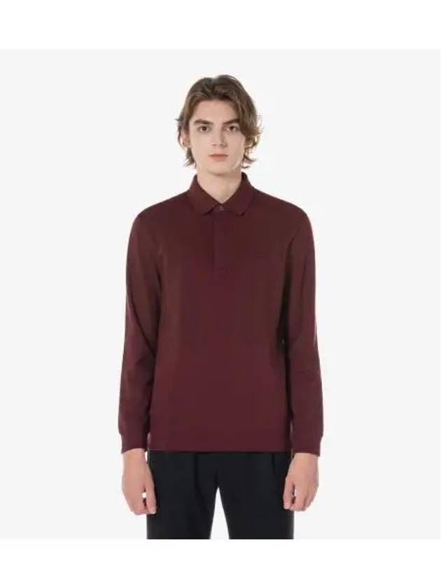 Men s PARIS long sleeve polo burgundy - LACOSTE - BALAAN 1