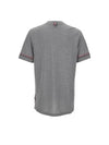 Striped Detail Crew Neck Cotton Short Sleeve T-Shirt Grey - THOM BROWNE - BALAAN 3