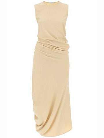 Fitted Twisted Midi Dress Sand - LEMAIRE - BALAAN 1