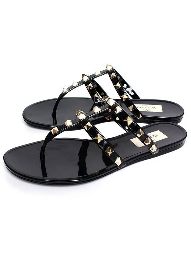 Women's Rockstud Flip Flops Black - VALENTINO - BALAAN 2