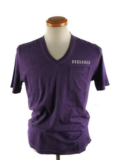 Vintage V-Neck Washed Short-Sleeved T-Shirt Purple - DSQUARED2 - BALAAN 2