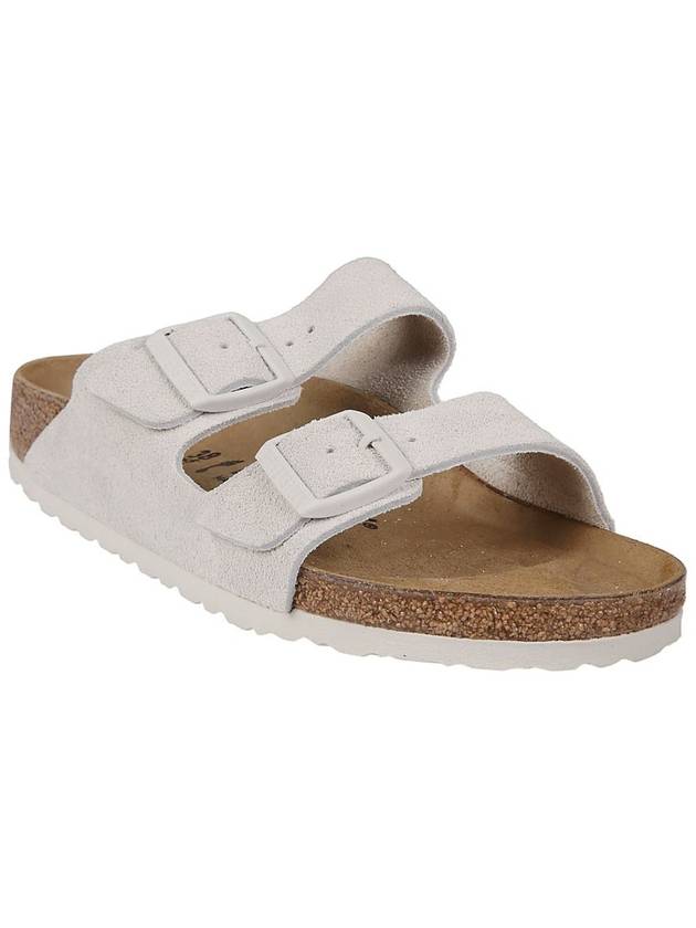 Arizona Suede Leather Slippers Antique White - BIRKENSTOCK - BALAAN 3