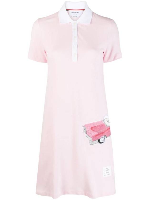 car applique short sleeve mini PK dress light pink - THOM BROWNE - BALAAN 1