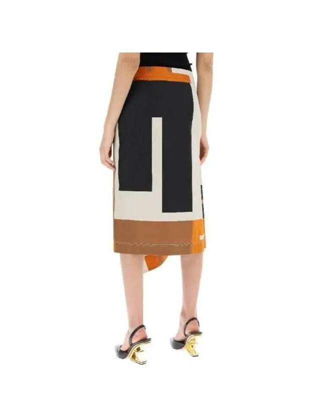 Maxi FF Puzzle Cotton Poplin A-Line Skirt - FENDI - BALAAN 5