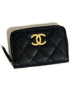 Zipper card wallet black gold caviar AP3521 - CHANEL - BALAAN 8