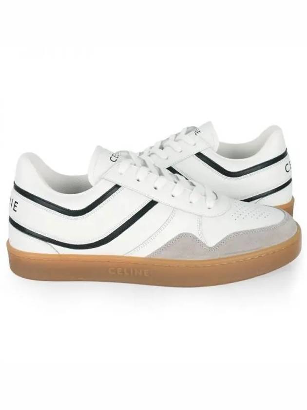 Trainer Suede Calfskin Lace-Up Low Top Sneakers White - CELINE - BALAAN 2