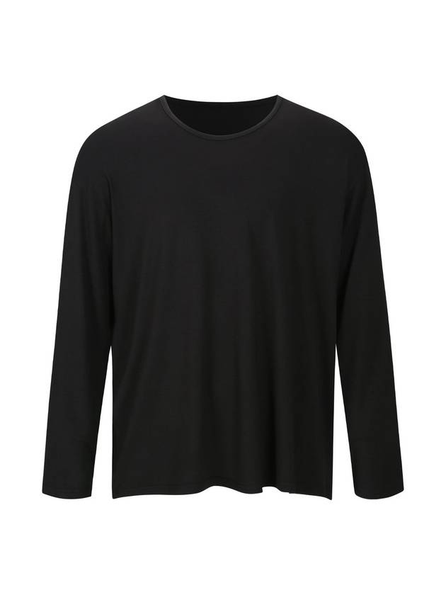 Unisex Semi U-neck Plain Long Sleeve T-Shirt Black - MAVRK - BALAAN 1