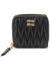 Matelasse Logo Zip Around Half Wallet Black - MIU MIU - BALAAN 2