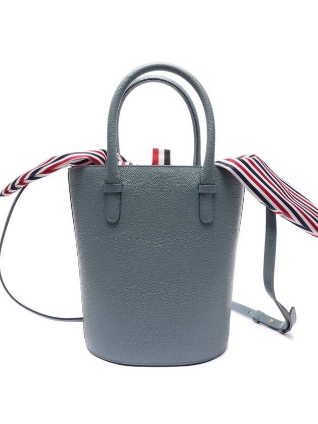 Pebble Grain Leather Bucket Bag Blue - THOM BROWNE - BALAAN 3