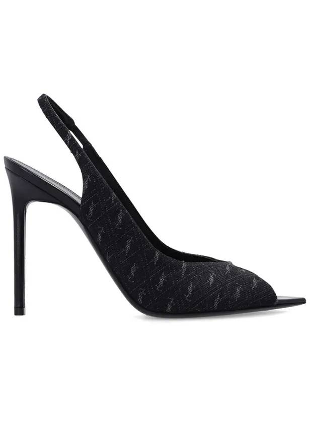 Monogram Jacquard Slingback Heel Black - SAINT LAURENT - BALAAN 1