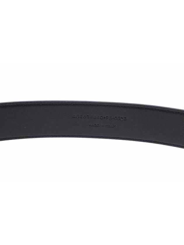 Grained Leather Silver Monogram Belt Black - SAINT LAURENT - BALAAN 7