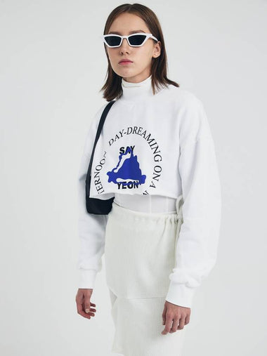 Turtle Neck Cropped Sweatshirt White - SAY-_YEON - BALAAN 1