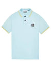 Men's Two Line Wappen Patch Cotton Short Sleeve Polo Shirt Sky Yellow - STONE ISLAND - BALAAN 2