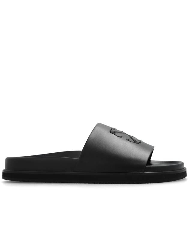 Off-White ‘Cloud Arrow’ Leather Slides, Men's, Black - OFF WHITE - BALAAN 1