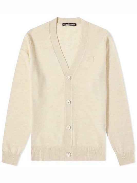 Keve Face Wool V-neck Cardigan Oatmeal Melange - ACNE STUDIOS - BALAAN 1