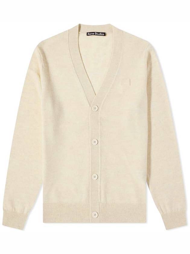 Keve Face Wool V-neck Cardigan Oatmeal Melange - ACNE STUDIOS - BALAAN 1