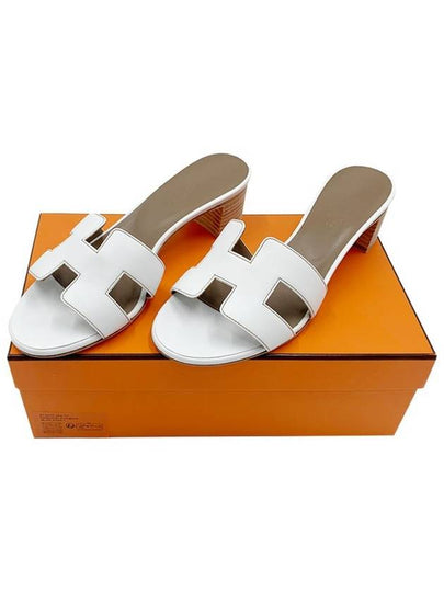 Oasis Calfskin Slipper Heels Blanc - HERMES - BALAAN 2