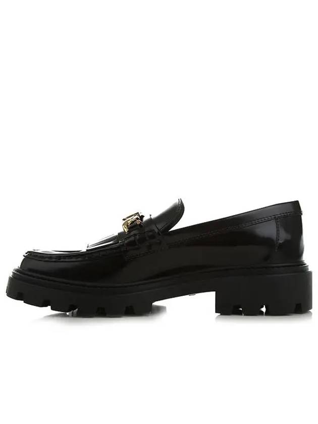 Leather Fringe Loafers Black - TOD'S - BALAAN 4