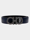 Reversible Gancini Leather Belt Black Navy - SALVATORE FERRAGAMO - BALAAN 2