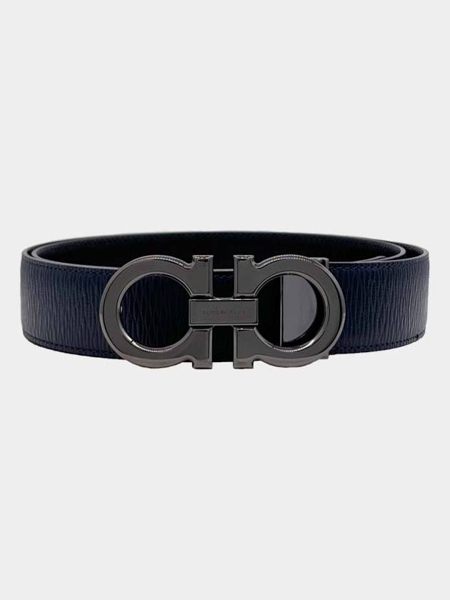 Reversible Gancini Leather Belt Black Navy - SALVATORE FERRAGAMO - BALAAN 2