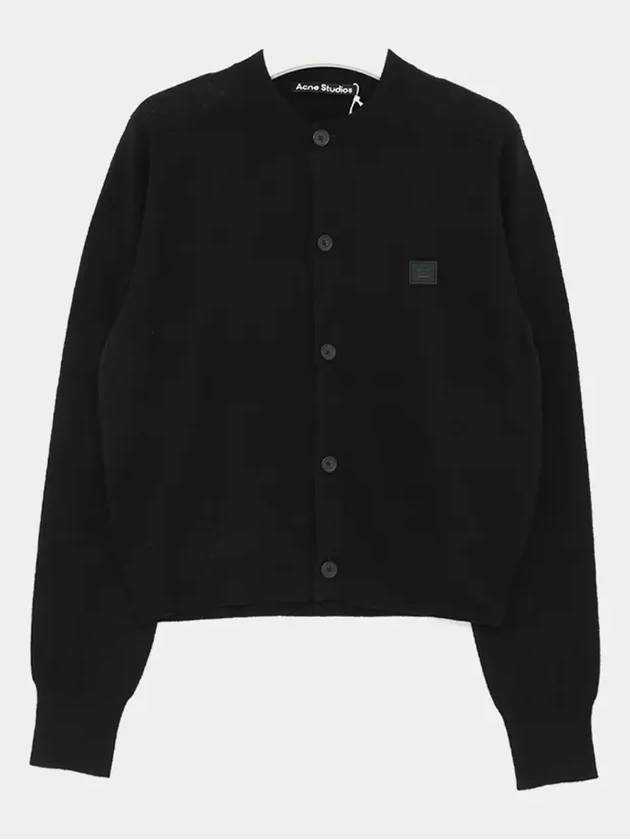 Face Patch Crop Cardigan Black - ACNE STUDIOS - BALAAN 4